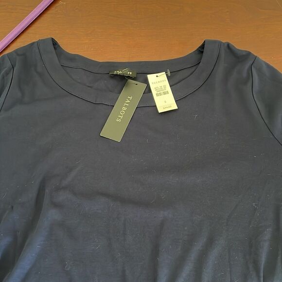 Talbots Black Label Navy Supima Cotton Blend Button Detail Sleeve - Picture 4 of 6